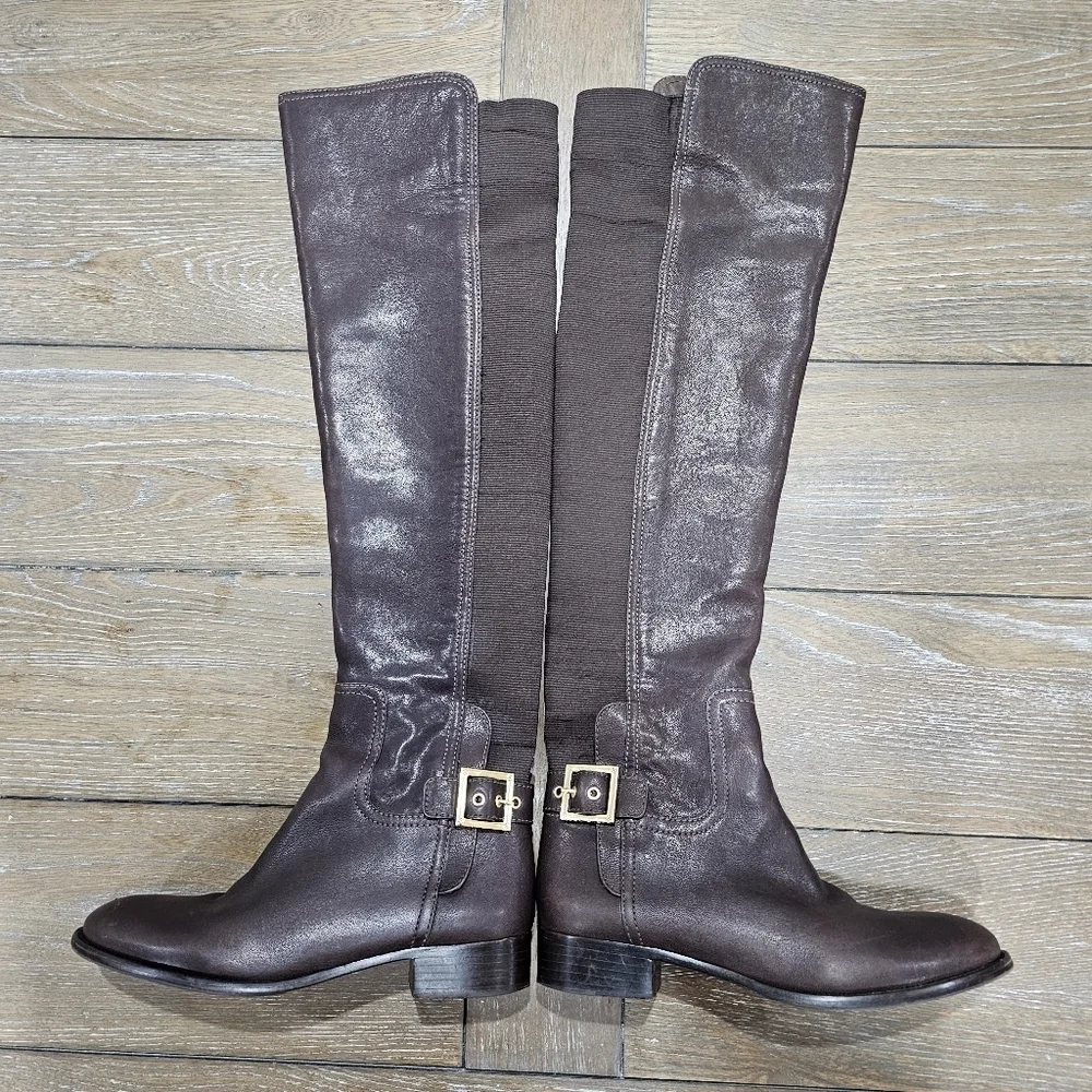 Tory Burch Jack Landed Capra Elastic Leather Over The Knee Riding Boots Size 7.5
